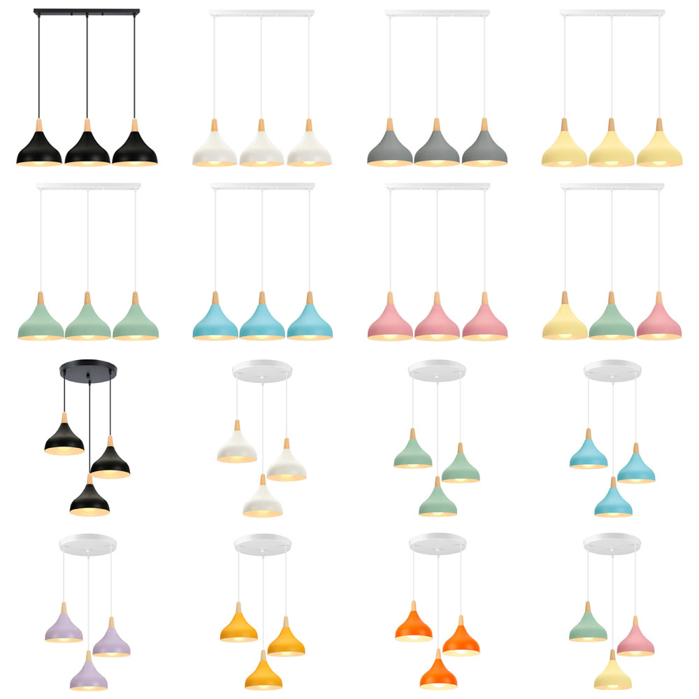 Kitchen Appliances In White - Luces colgantes LED de madera nórdica,
