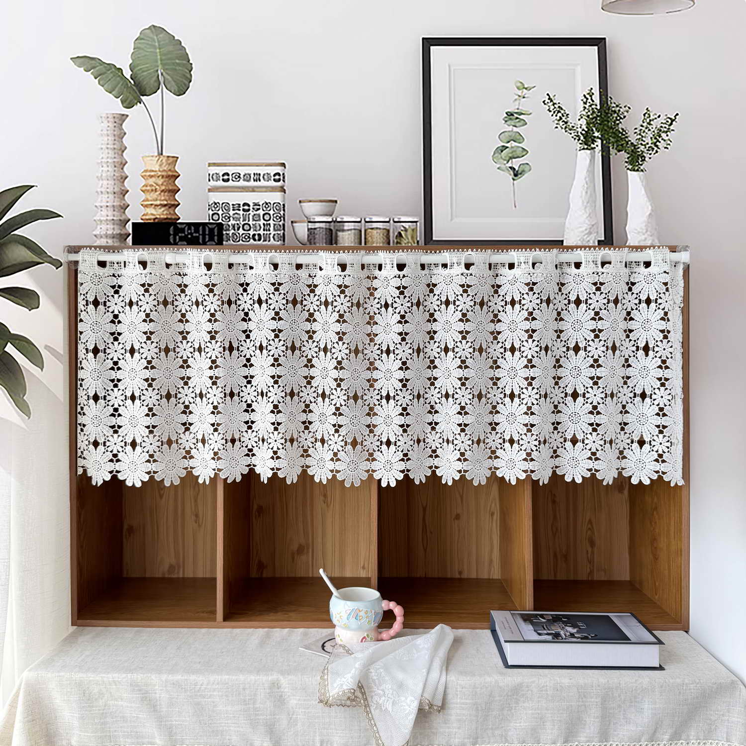 Cortina de encaje Floral román - Kitchen Appliances In White reseña y precio